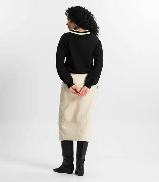 Saia Midi Cargo Feminino Rovitex Bege