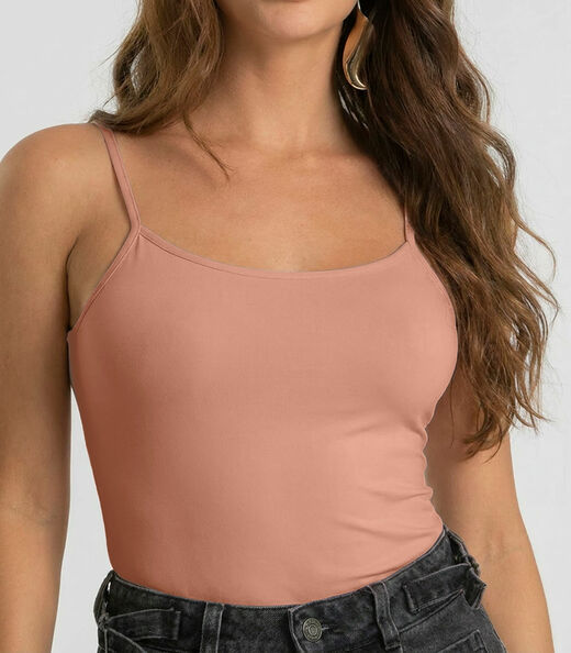 Blusa de Alça Feminina Em Poliamida Dianna Marrom