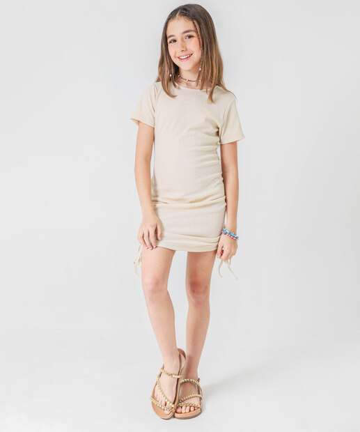 Image_Vestido Juvenil Canelado Marisa Tam 10 a 16 Bege