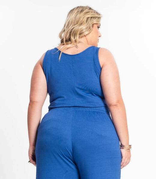 Regata Feminina Plus Size Secret Glam Azul
