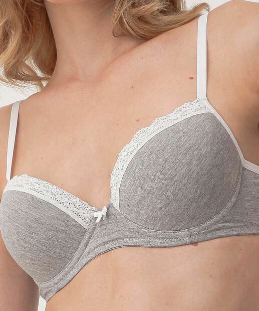 Sutiã Com Base E Com Bojo Mescla Marisa Cinza