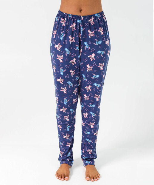 Pijama Feminino Stitch & Angel Marisa Azul