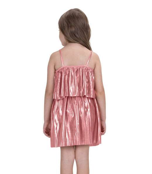 Vestido Infantil Com Babado Plissado Trick Nick Rosa
