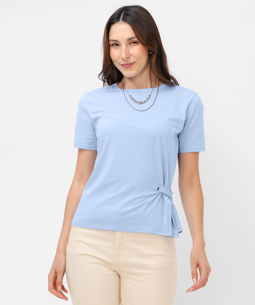 Image_Blusa Feminina Cotton Manga Curta Marisa Azul