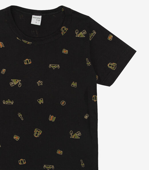 Camiseta Infantil Masculina Animais Infinita Cor Preto