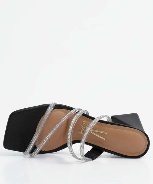 Tamanco Feminino Salto Grosso Strass Vizzano 