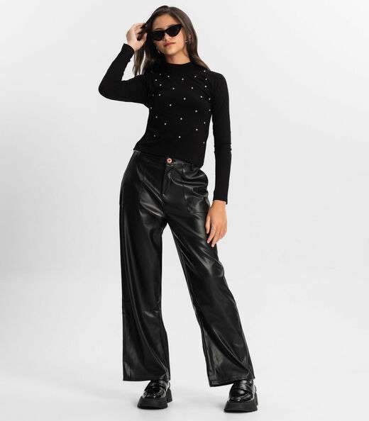 Blusa Juvenil Feminina Em Ribana Minty Preto