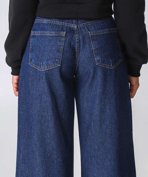 Calça Jeans Wide Leg Feminina Marisa Azul