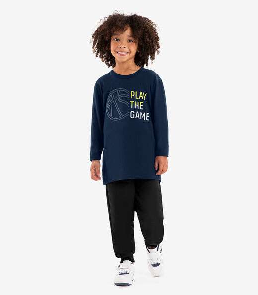 Camiseta Infantil Manga Longa Rovi Kids Azul