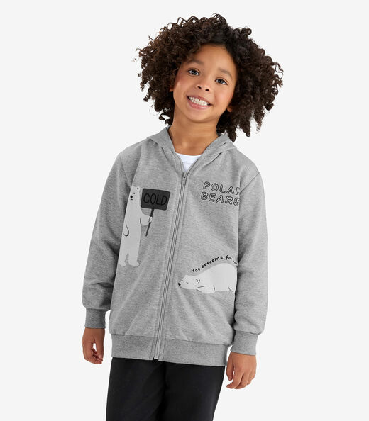 Conjunto Jaqueta Capuz e Calça Moletom Rovi Kids Cinza