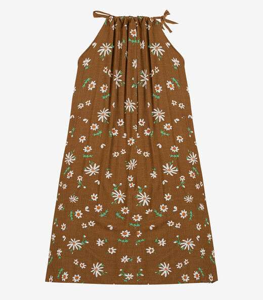 Vestido Curto Feminino Em Viscolinho Select Marrom