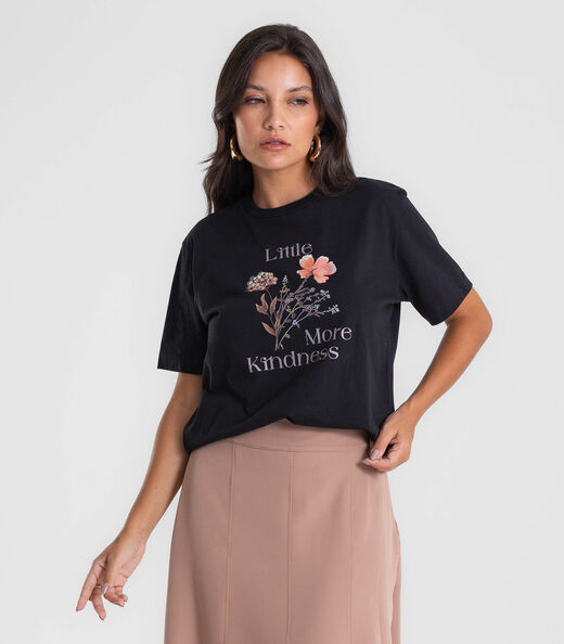 Image_Camiseta T-shirt Feminina Com Estampa Endless Preto