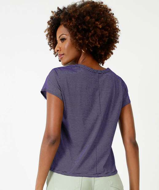 Blusa Feminina Listrada Manga Curta Marisa