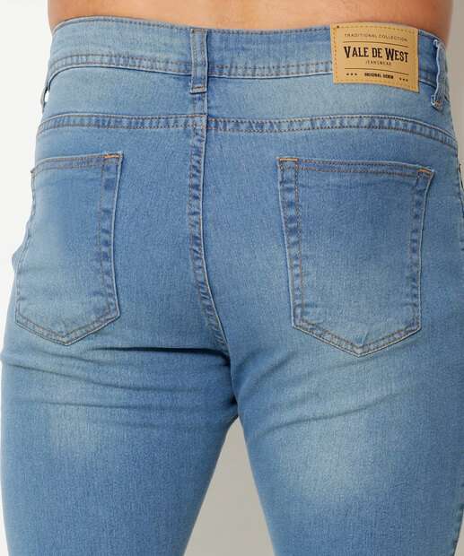 Calça Masculina Jeans Slim Bolsos