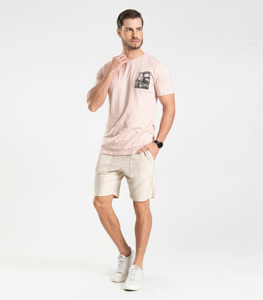 Bermuda Masculina Moletinho Gorgurinho Diametro Bege