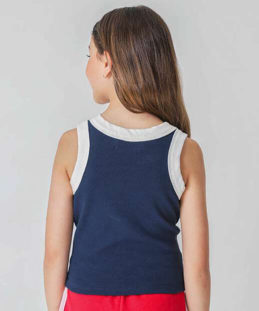 Blusa Juvenil Regata Canelado Marisa Tam 10 a 16 Azul