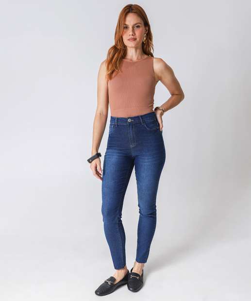 Image_Calça Jeans Skinny Feminina Cintura Alta Azul