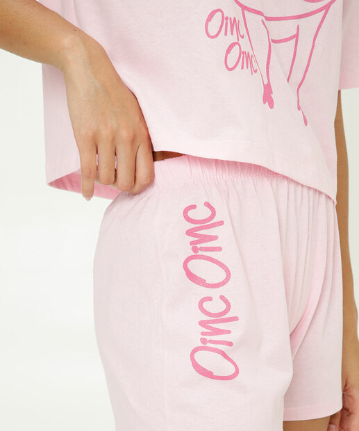 Pijama Feminino Estampa Porco Manga Curta Marisa