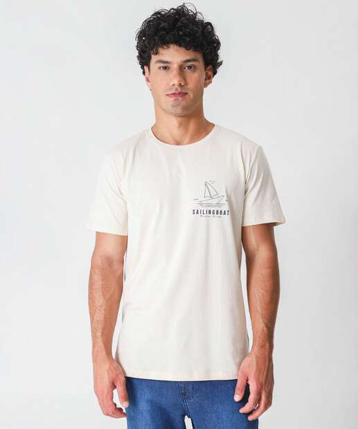 Image_Camiseta Masculina Estampa Frontal Marisa Bege