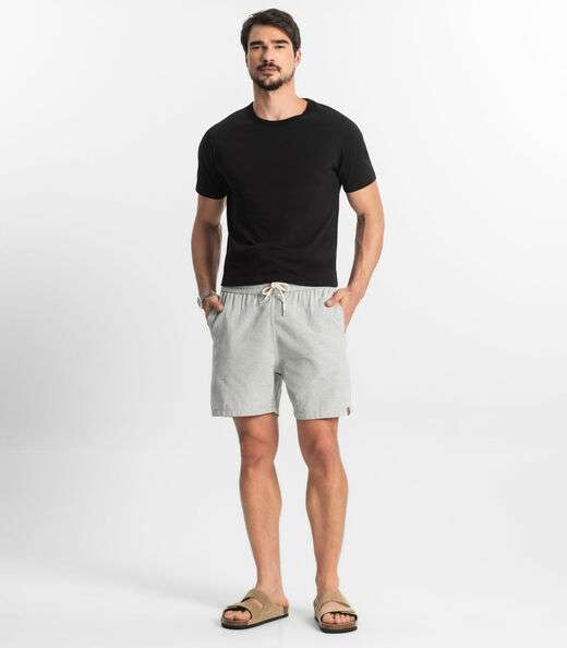 Bermuda Masculina Sarja Elástico E Bolsos Shift Cinza