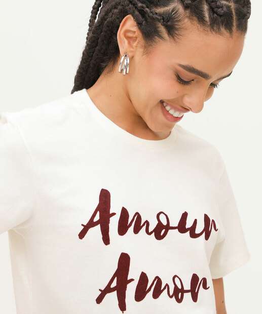 Blusa Feminina Estampa Frase Manga Curta Marisa