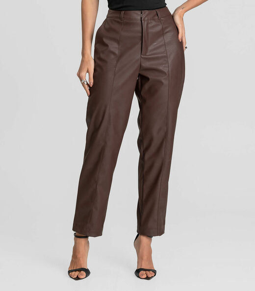 Calça Feminina em Courino Basic Dianna Marrom