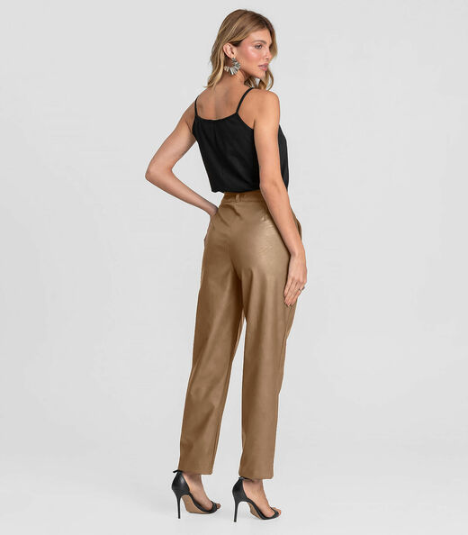 Calça Feminina em Courino Basic Dianna Marrom