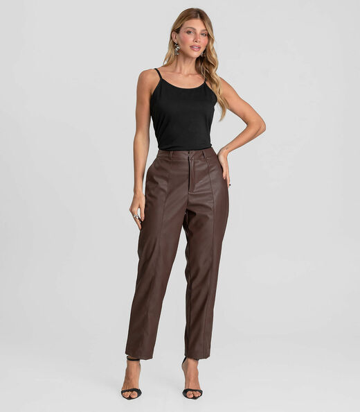 Image_Calça Feminina em Courino Basic Dianna Marrom