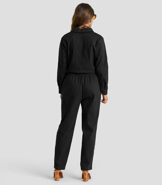 Calça Feminina Em Sarja Com Elastano  Dianna Preto