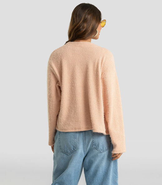 Cardigan Feminino Em Tricot Felpudo Dianna Rosa