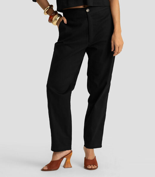 Calça Feminina Em Sarja Com Elastano  Dianna Preto