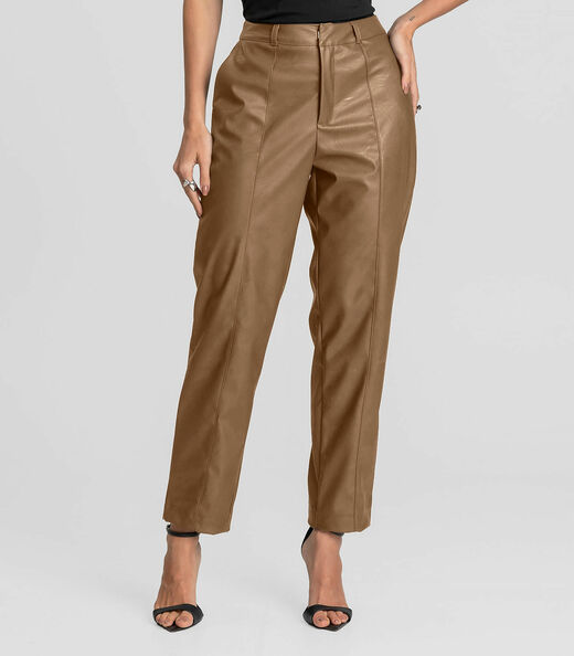 Calça Feminina em Courino Basic Dianna Marrom