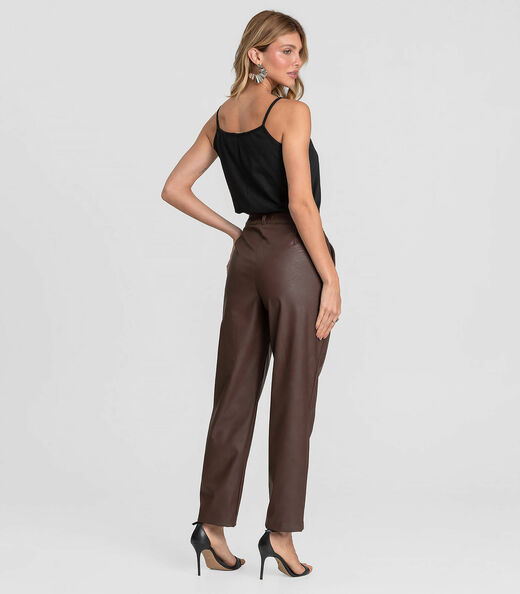 Calça Feminina em Courino Basic Dianna Marrom
