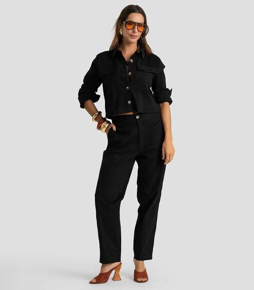Image_Calça Feminina Em Sarja Com Elastano  Dianna Preto