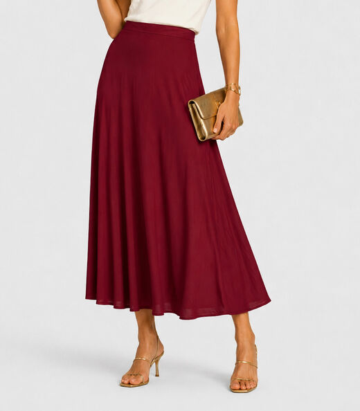 Saia Feminina Midi Evase Dianna Vermelho