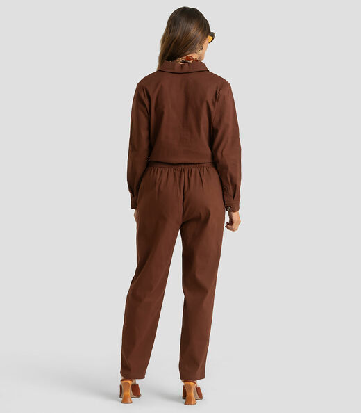 Calça Feminina Em Sarja Com Elastano  Dianna Marrom