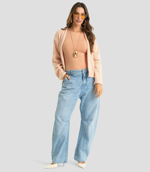 Cardigan Feminino Em Tricot Felpudo Dianna Rosa