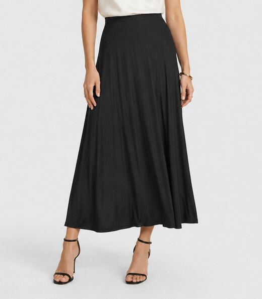 Saia Feminina Midi Evase Dianna Preto