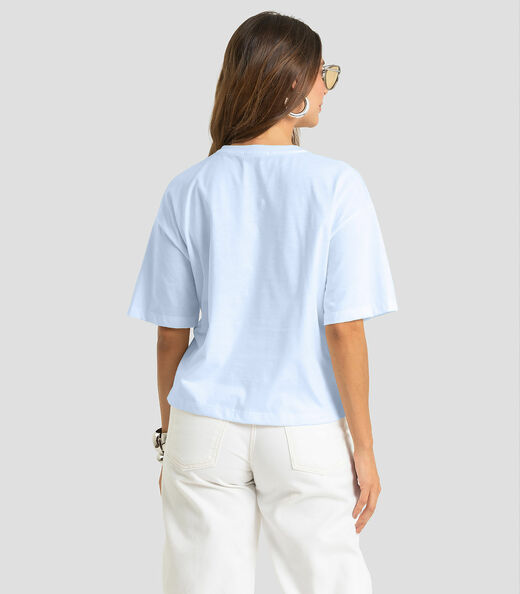 Camiseta Feminina Em Meia Malha Com Estampa Dianna Azul