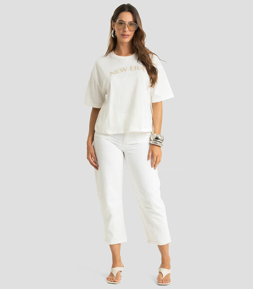 Camiseta Feminina Em Meia Malha Com Estampa Dianna Bege