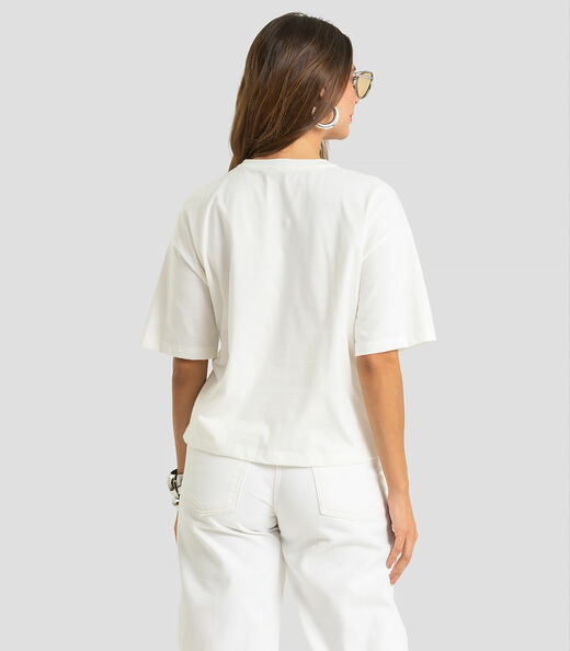 Camiseta Feminina Em Meia Malha Com Estampa Dianna Bege